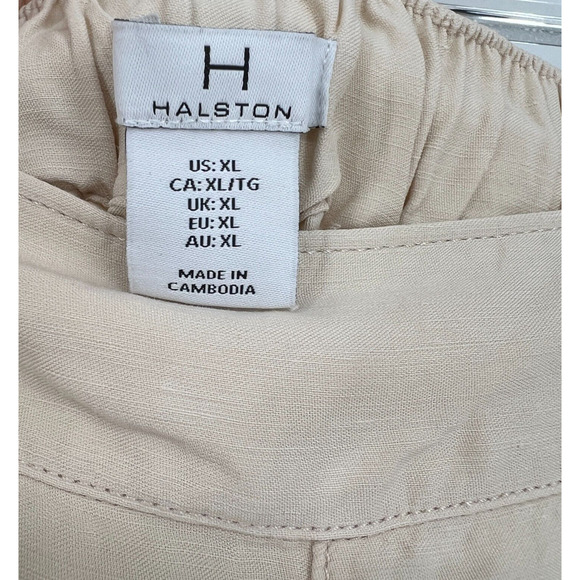 Halston Pants Womens XL Linen Blend Wide Leg Relaxed‎ Trouser Cream Classic - Picture 4 of 7